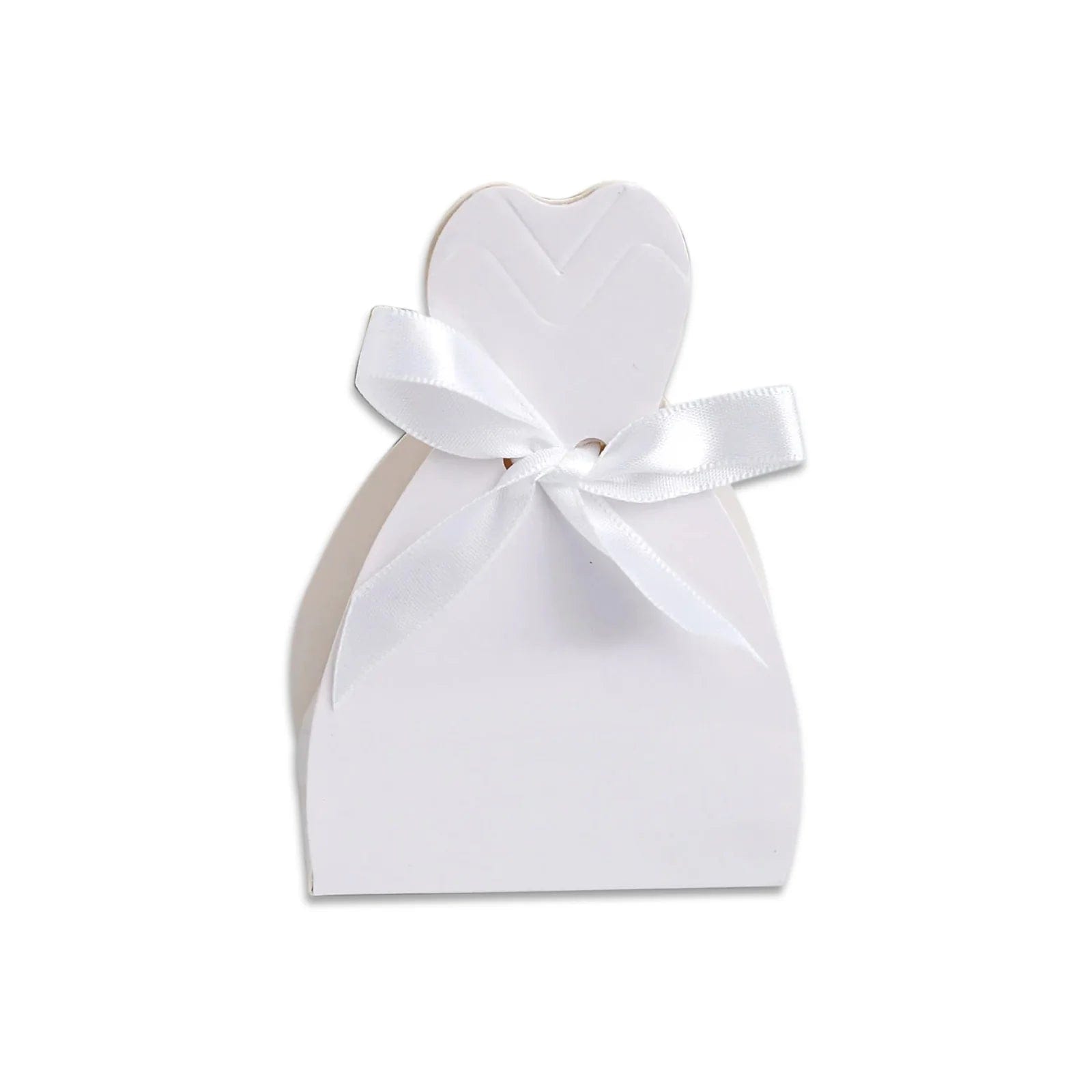 100 White Wedding Dress Favor Gift Boxes with Ribbon Ties