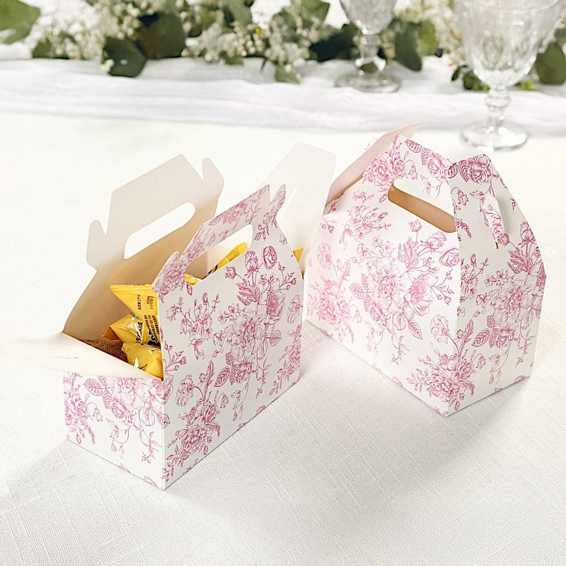 25 Floral Printed Tote Gift Boxes Party Favor Holders