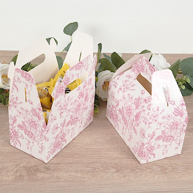 25 Floral Printed Tote Gift Boxes Party Favor Holders