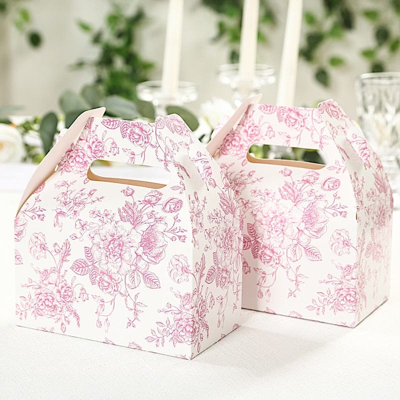 25 Floral Printed Tote Gift Boxes Party Favor Holders