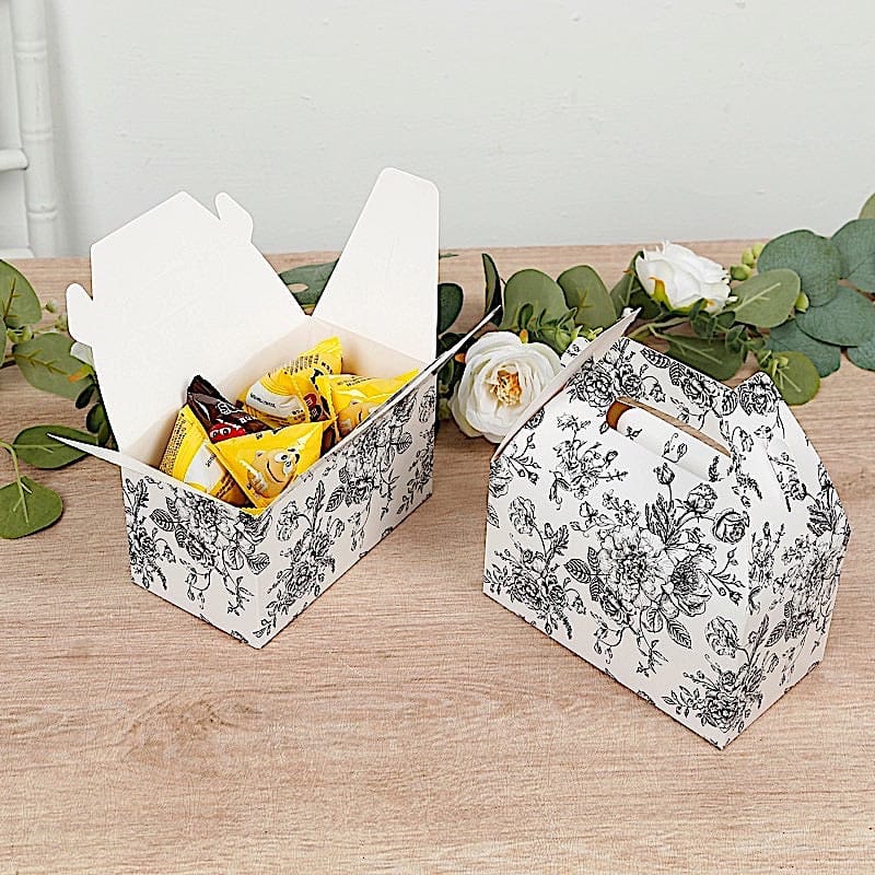 25 Floral Printed Tote Gift Boxes Party Favor Holders
