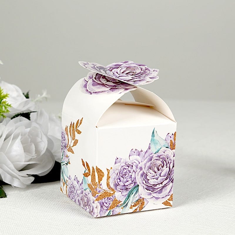 lavender plant wedding favors 25 Lavender Peony Floral Top Party Favor Boxes