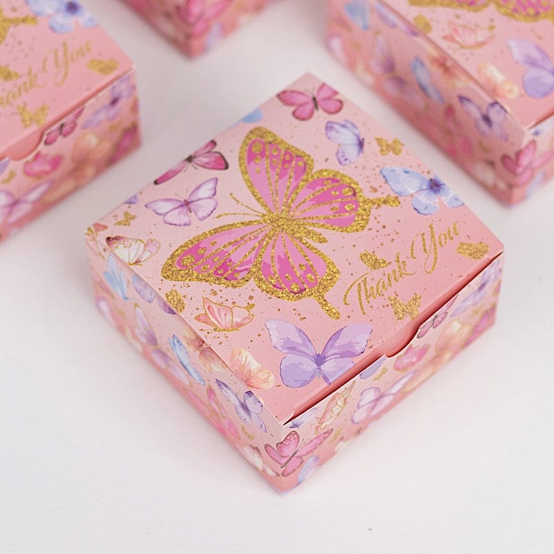 25 Pink Butterfly Themed Party Gift Boxes with 