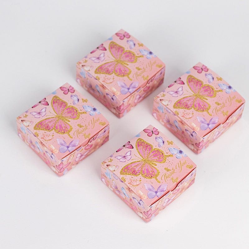 25 Pink Butterfly Themed Party Gift Boxes with 