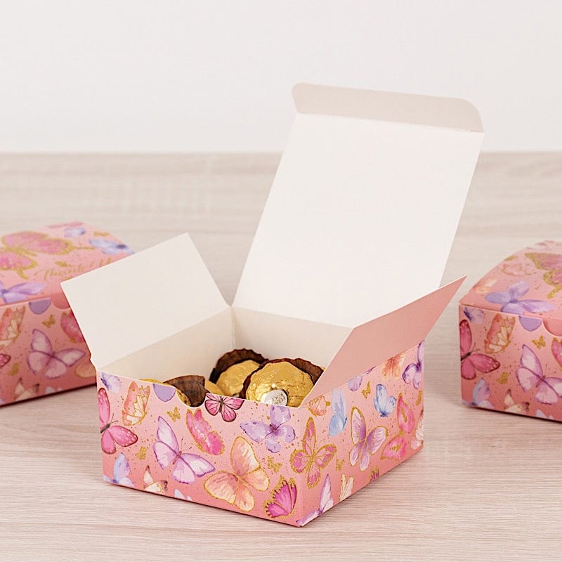 25 Pink Butterfly Themed Party Gift Boxes with 