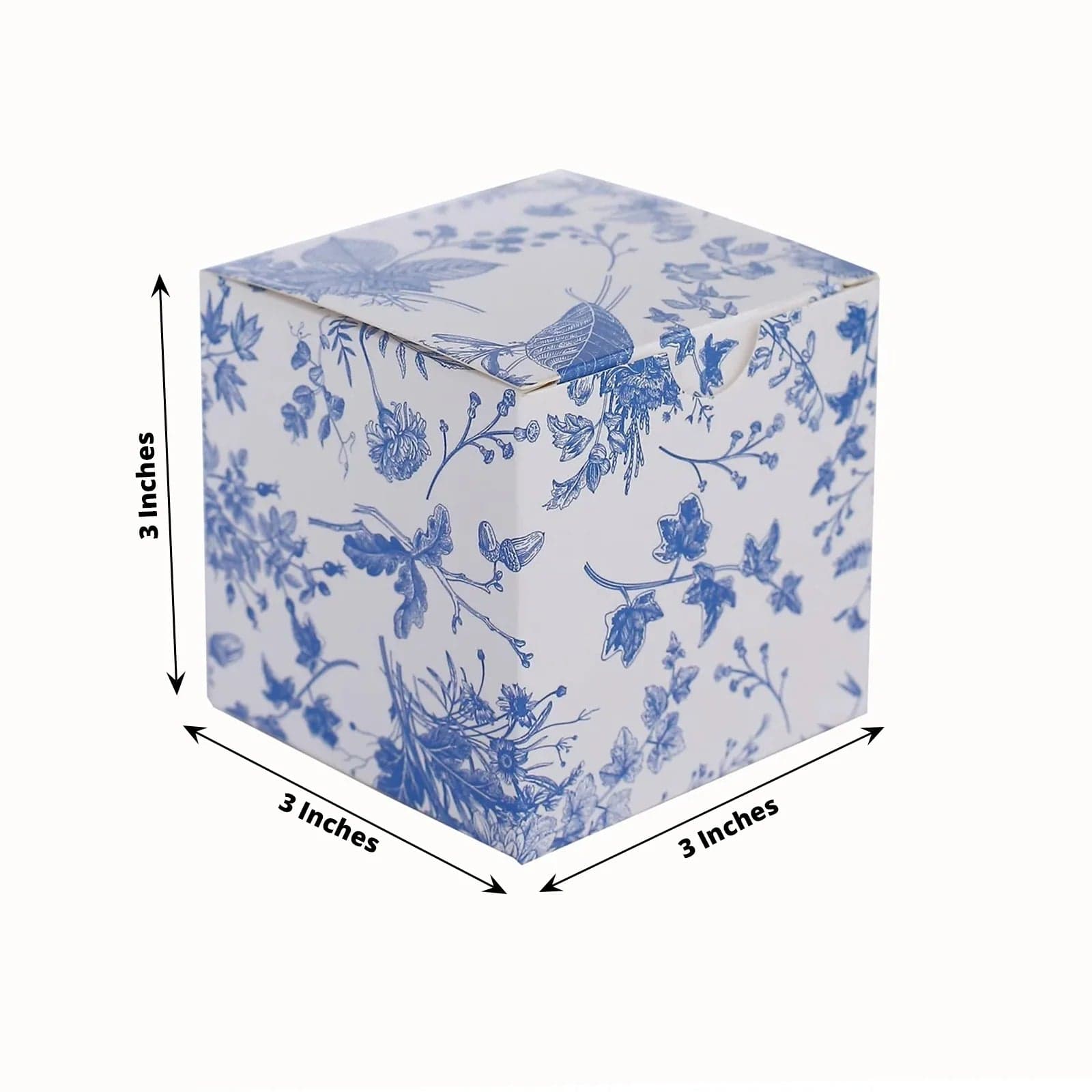 25 White 3x3 in Floral Printed Square Gift Boxes Party Favor Holders