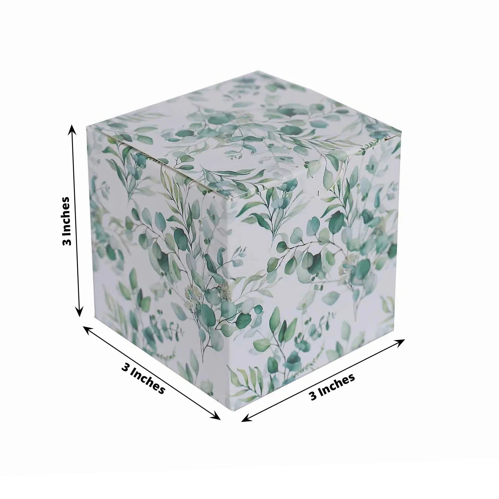 25 White 3x3 in Floral Printed Square Gift Boxes Party Favor Holders