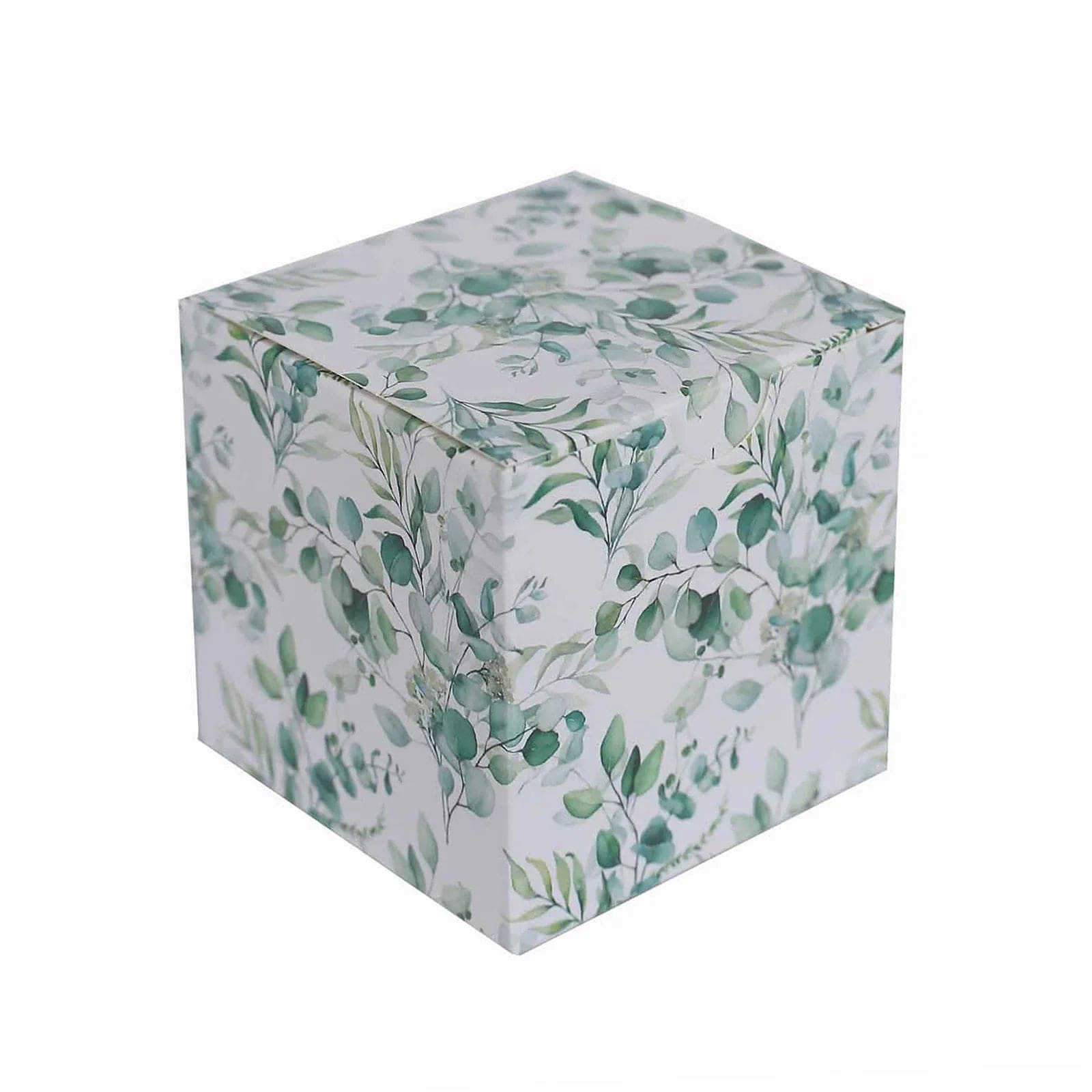 25 White 3x3 in Floral Printed Square Gift Boxes Party Favor Holders
