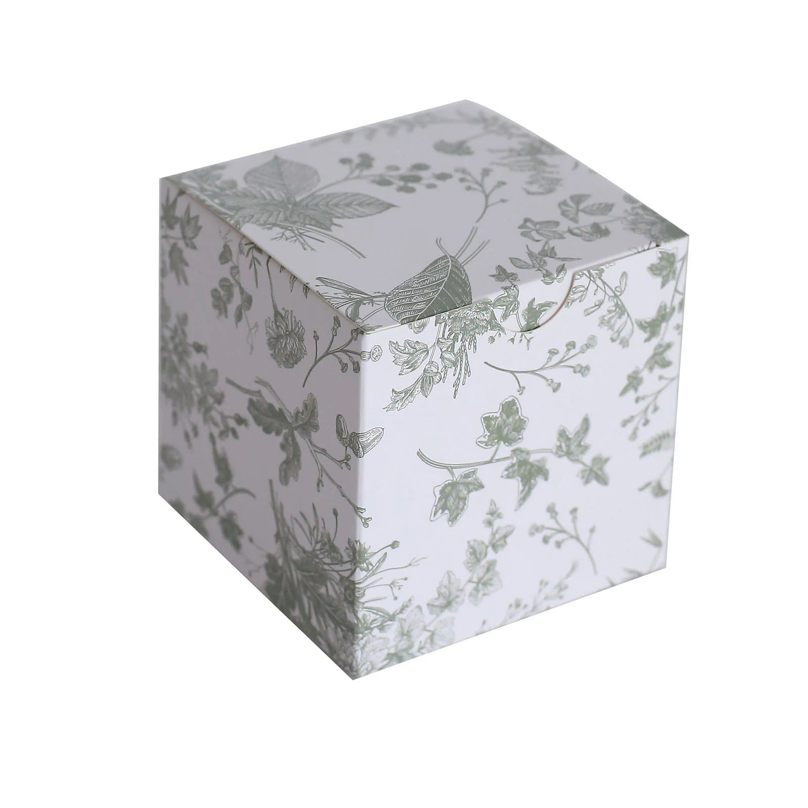 25 White 3x3 in Floral Printed Square Gift Boxes Party Favor Holders