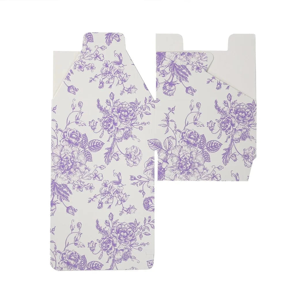 25 White 4x4 in Floral Printed Square Gift Boxes Party Favor Holders
