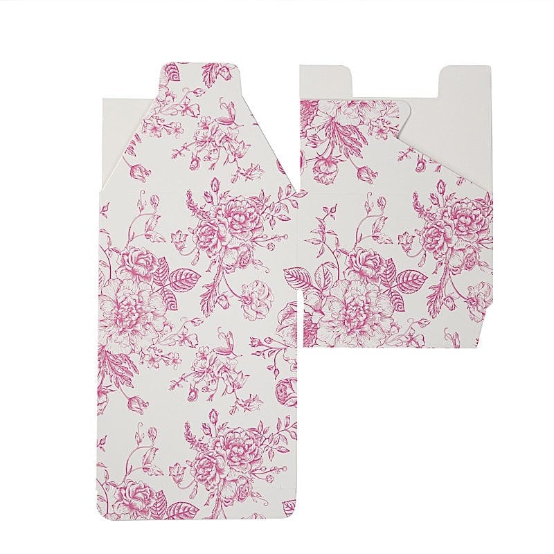 25 White 4x4 in Floral Printed Square Gift Boxes Party Favor Holders