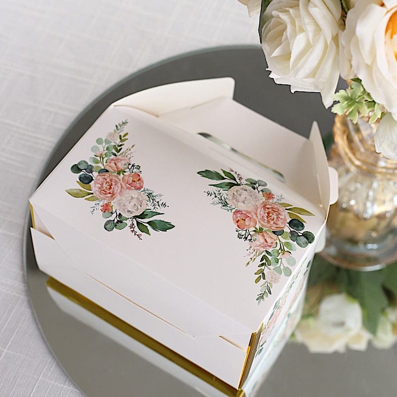25 Floral Printed Tote Gift Boxes Party Favor Holders