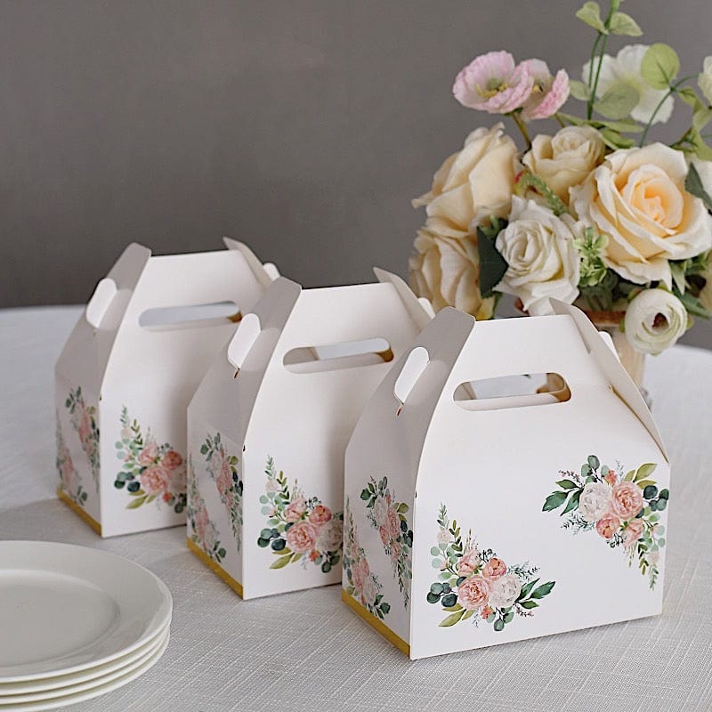 25 Floral Printed Tote Gift Boxes Party Favor Holders