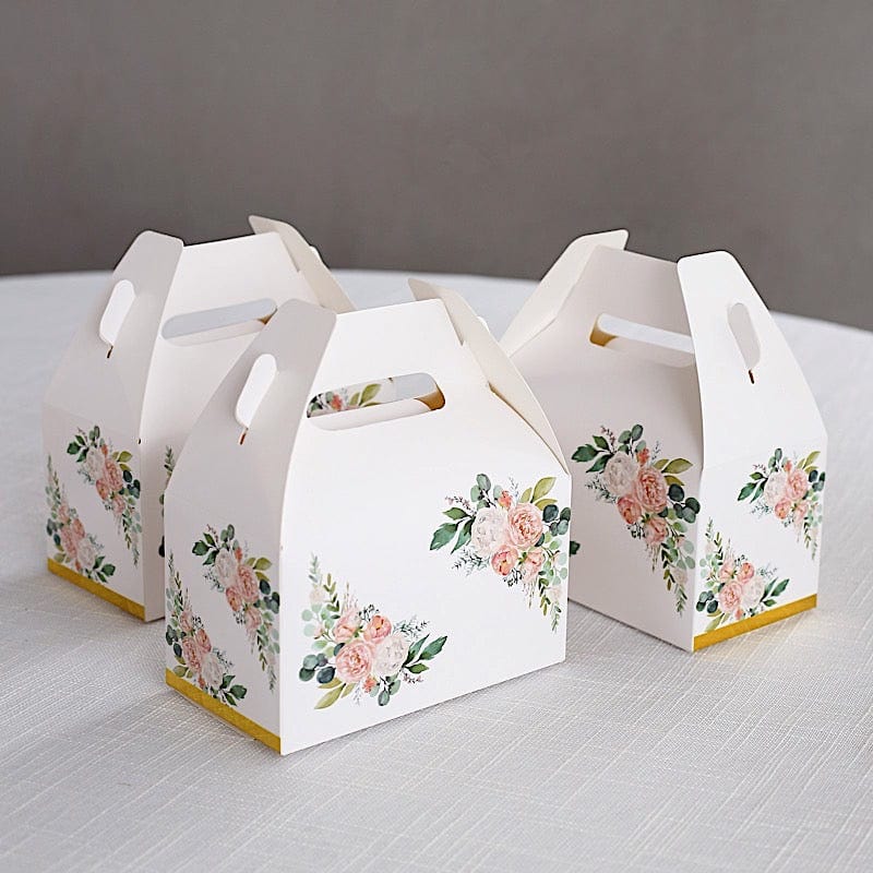 25 Floral Printed Tote Gift Boxes Party Favor Holders