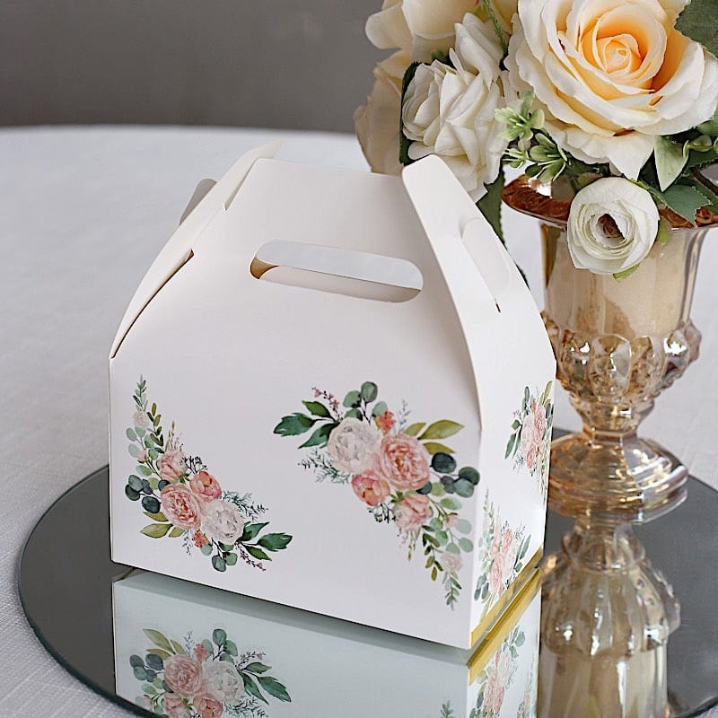 25 Floral Printed Tote Gift Boxes Party Favor Holders