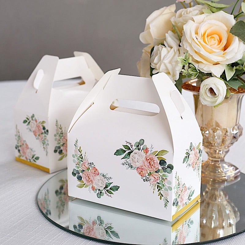 25 Floral Printed Tote Gift Boxes Party Favor Holders