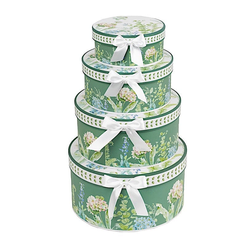 4 Round Nesting Gift Boxes with Lids