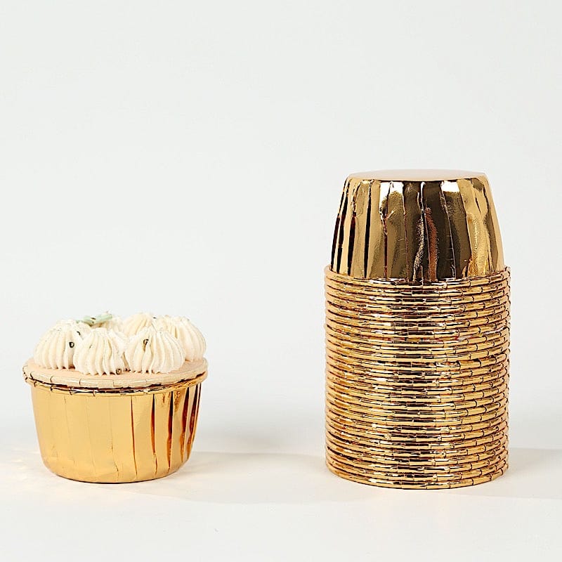48 Metallic Gold oz Foil Cupcake Cups - Main Image