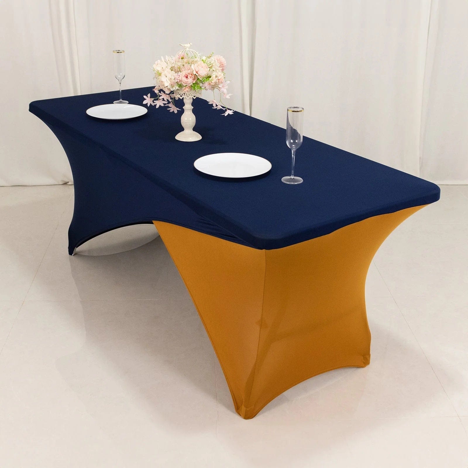 6 feet Cross Over Fitted Spandex Tablecloth Rectangular Table Cover