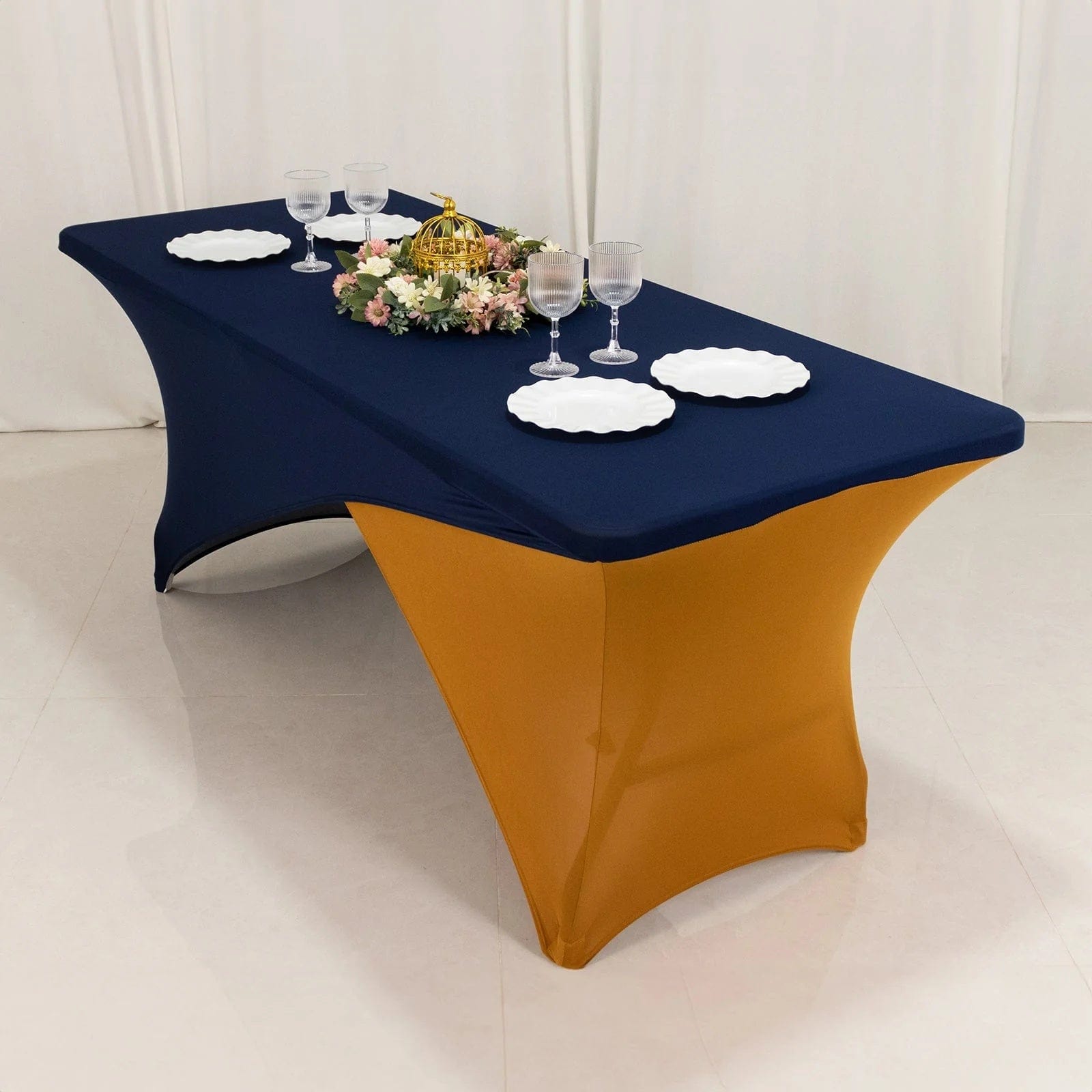 6 feet Cross Over Fitted Spandex Tablecloth Rectangular Table Cover