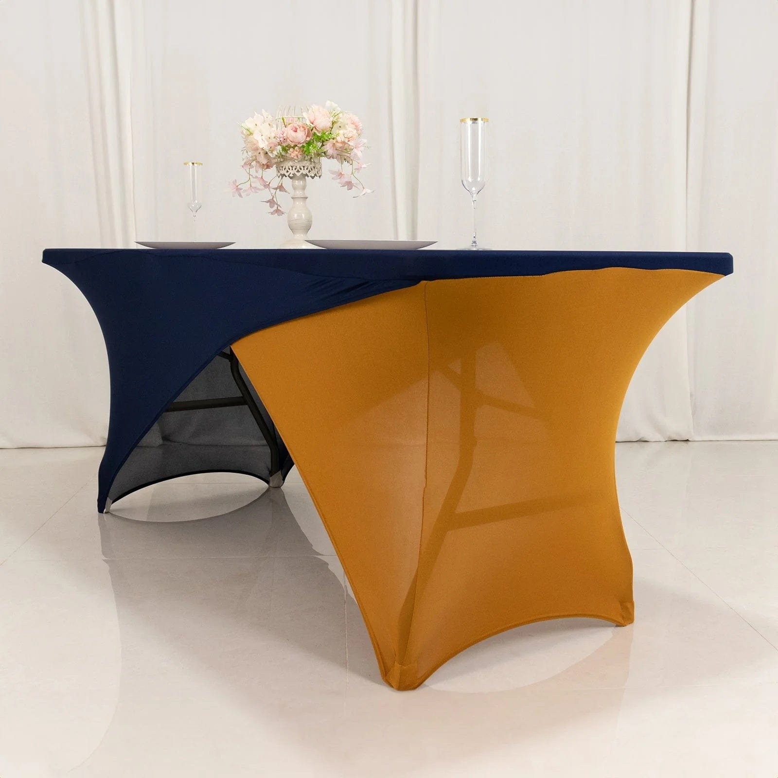 6 feet Cross Over Fitted Spandex Tablecloth Rectangular Table Cover