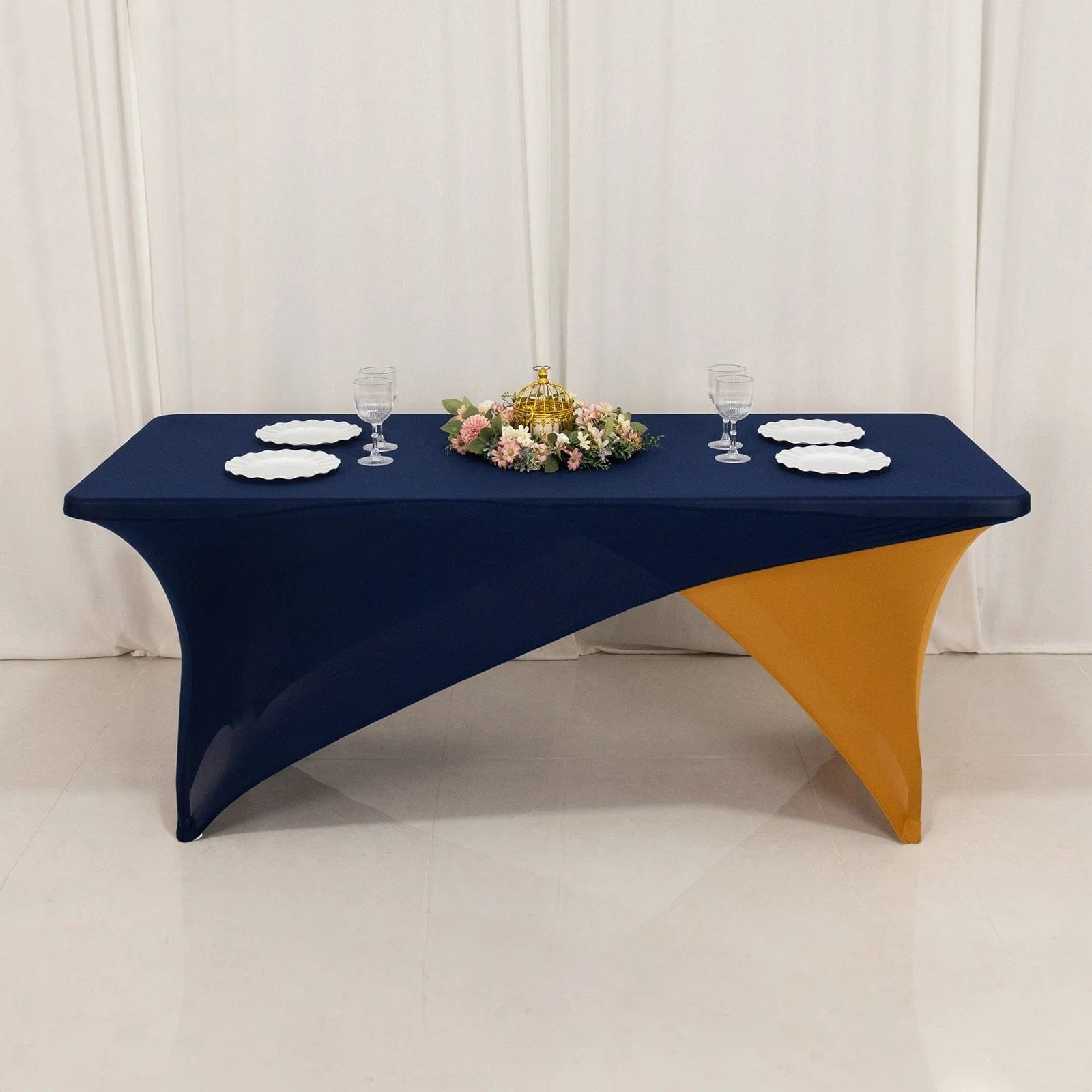 6 feet Cross Over Fitted Spandex Tablecloth Rectangular Table Cover