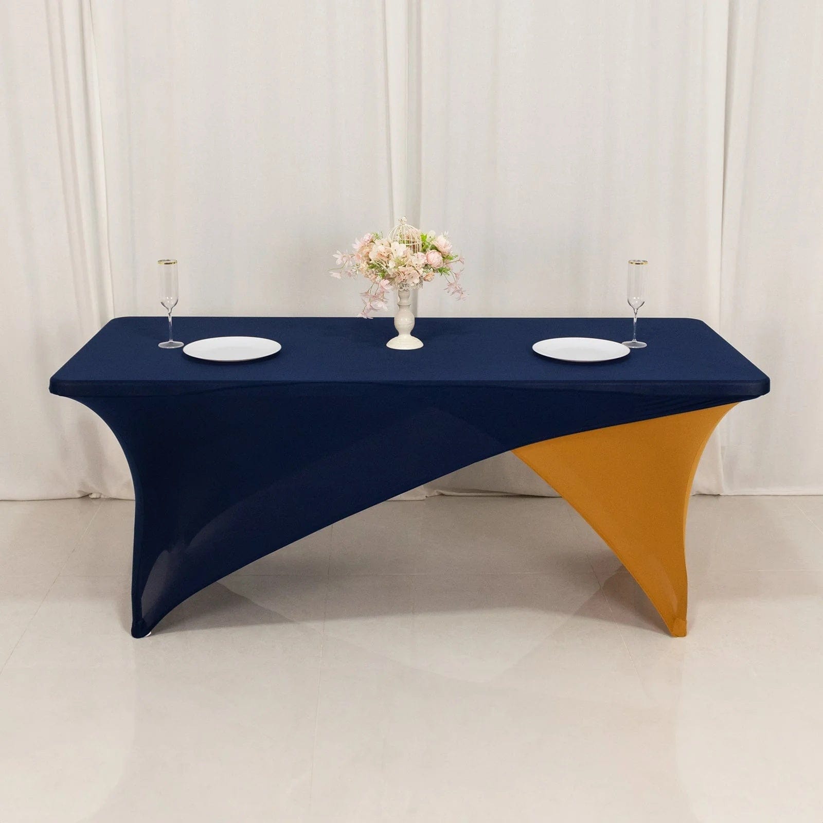 6 feet Cross Over Fitted Spandex Tablecloth Rectangular Table Cover