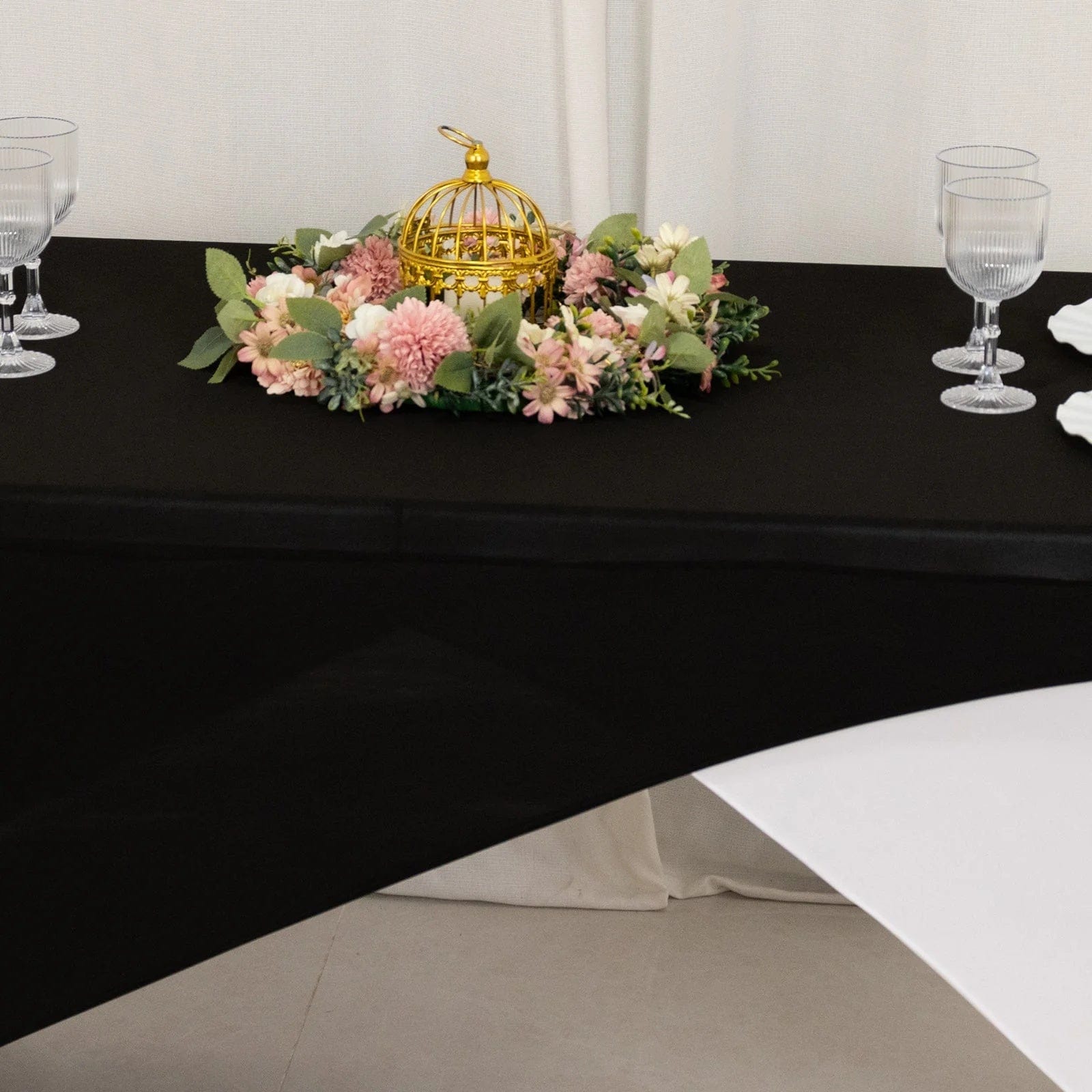 6 feet Cross Over Fitted Spandex Tablecloth Rectangular Table Cover