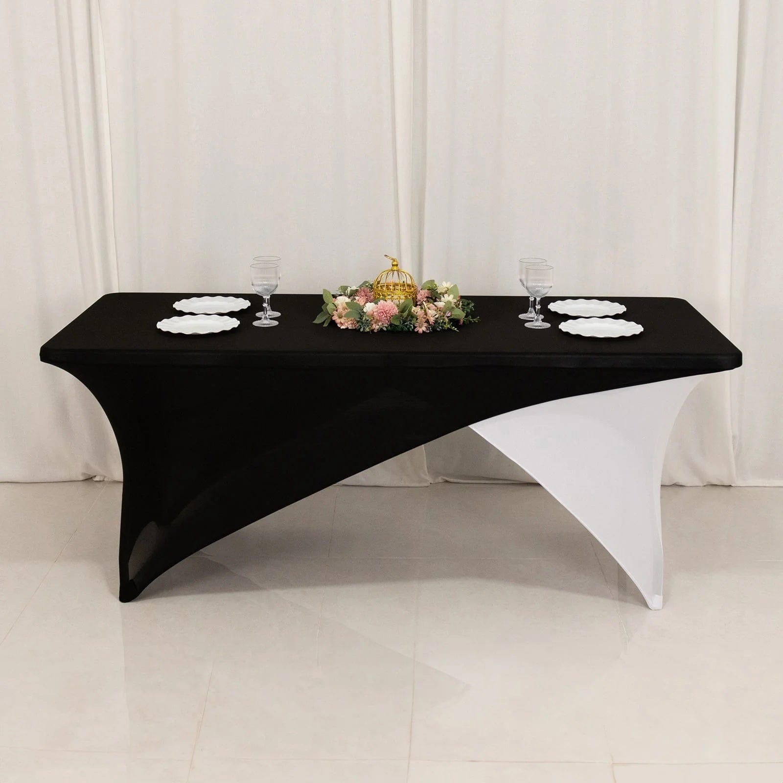 6 feet Cross Over Fitted Spandex Tablecloth Rectangular Table Cover