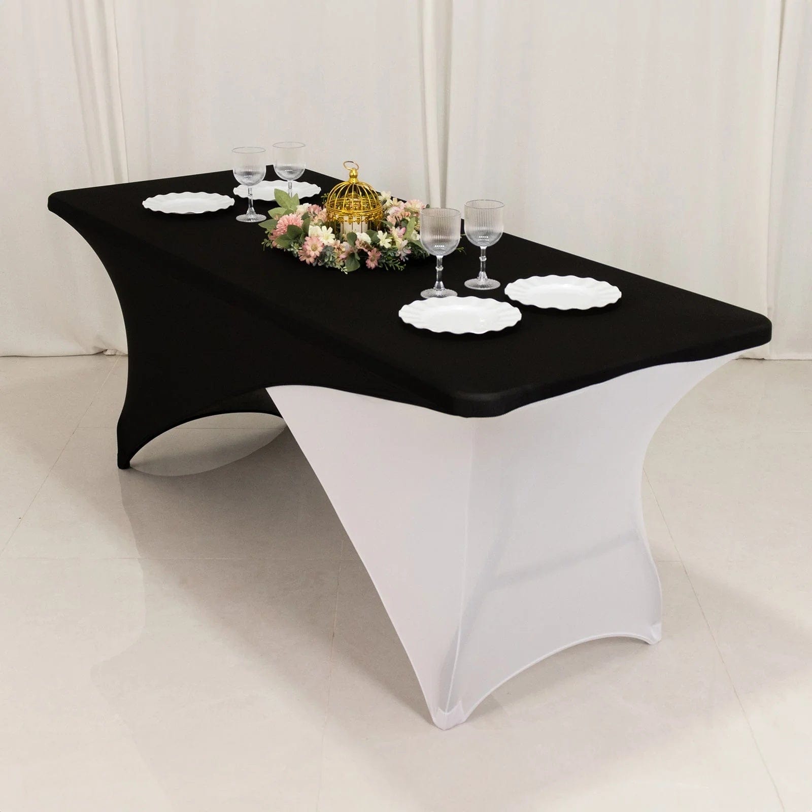 6 feet Cross Over Fitted Spandex Tablecloth Rectangular Table Cover