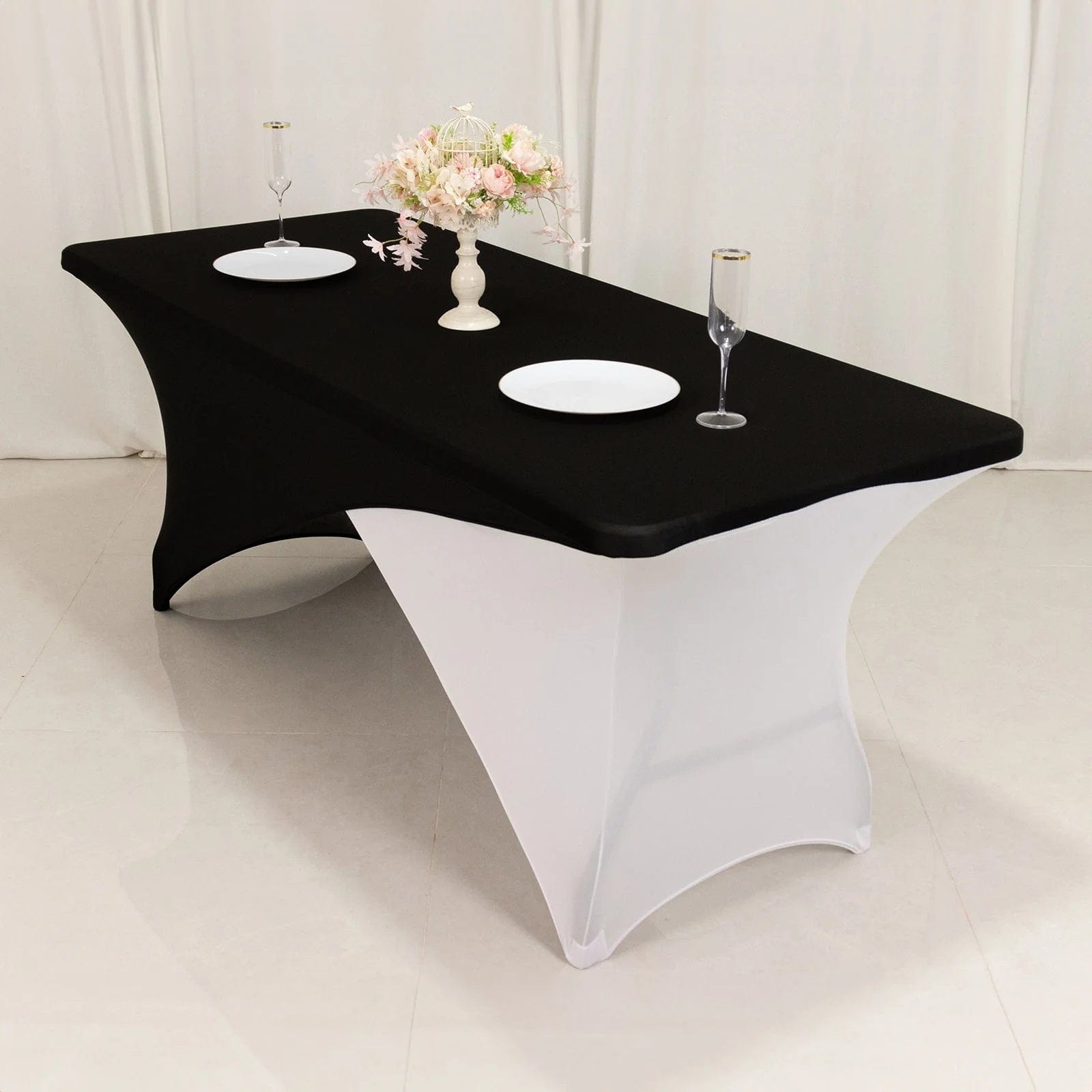 6 feet Cross Over Fitted Spandex Tablecloth Rectangular Table Cover