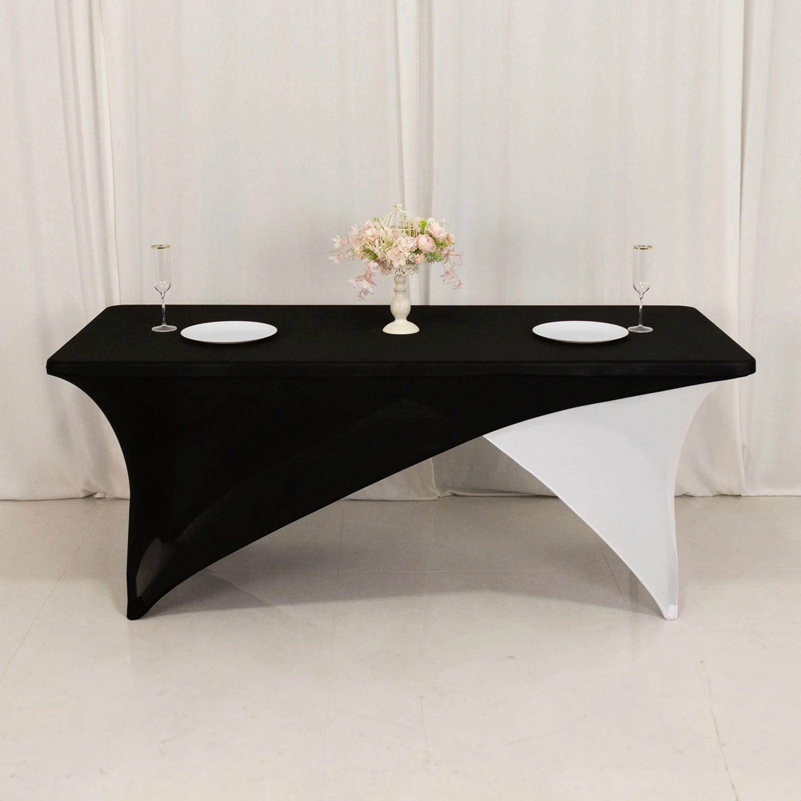 6 feet Cross Over Fitted Spandex Tablecloth Rectangular Table Cover