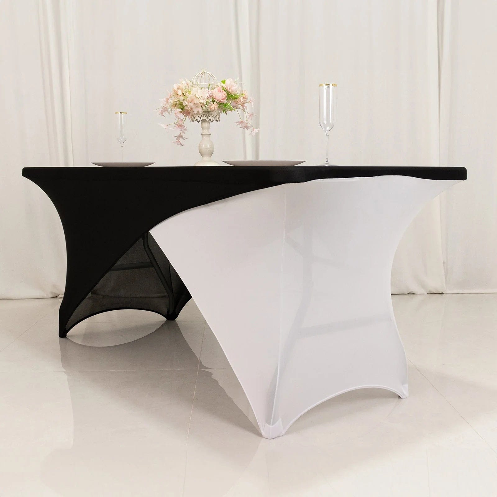 6 feet Cross Over Fitted Spandex Tablecloth Rectangular Table Cover
