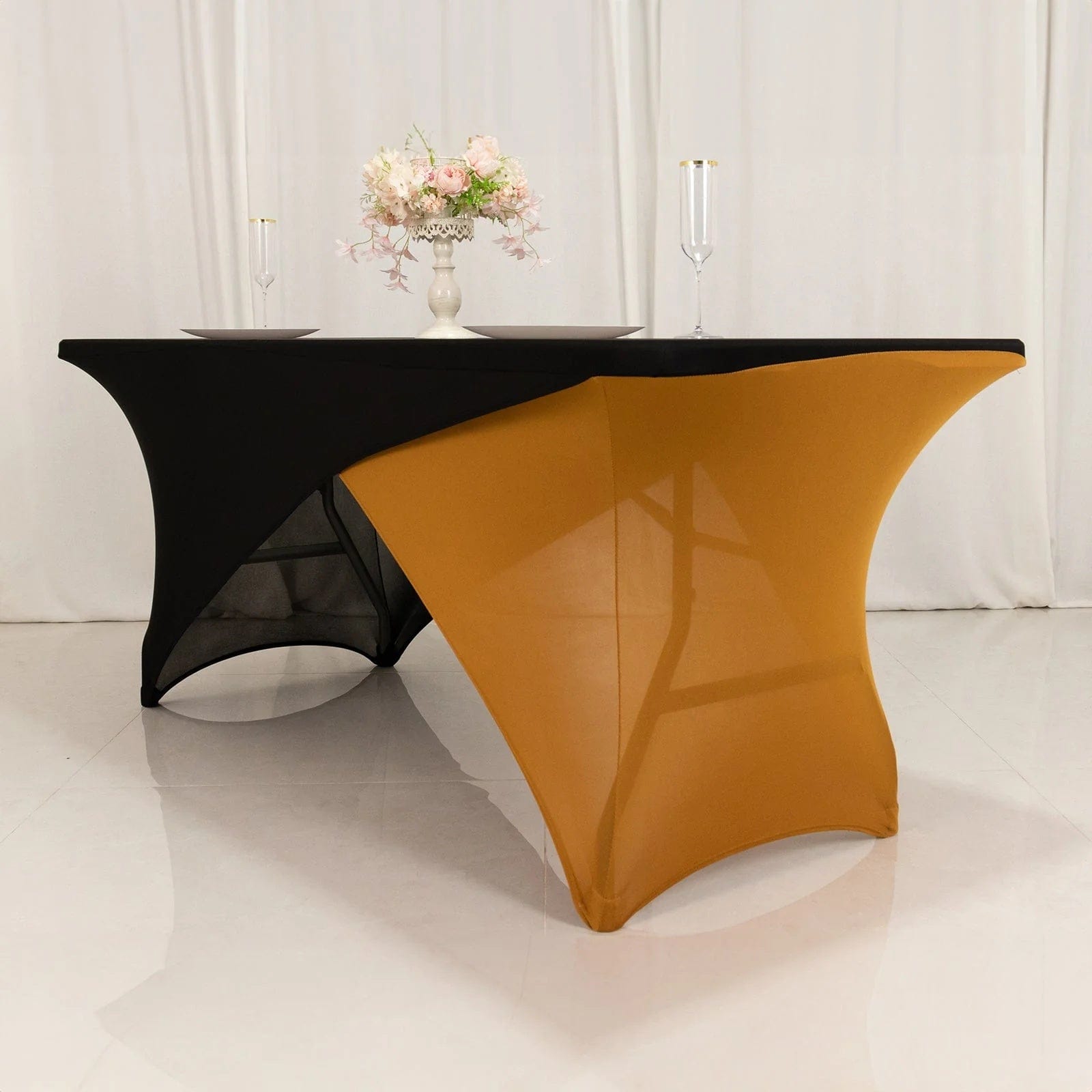 6 feet Cross Over Fitted Spandex Tablecloth Rectangular Table Cover
