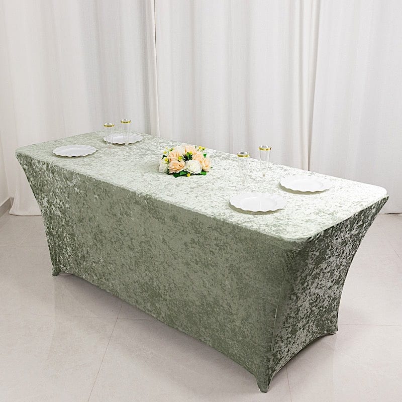 6 feet Crushed Velvet Rectangular Tablecloth Fitted Table Cover