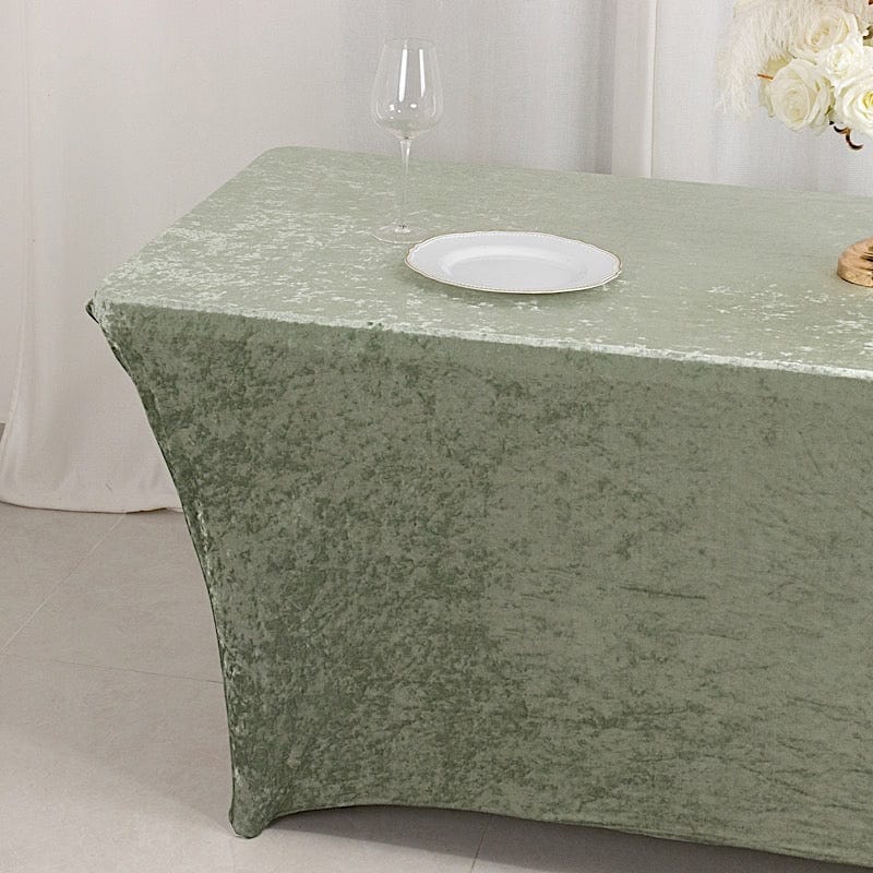 6 feet Crushed Velvet Rectangular Tablecloth Fitted Table Cover