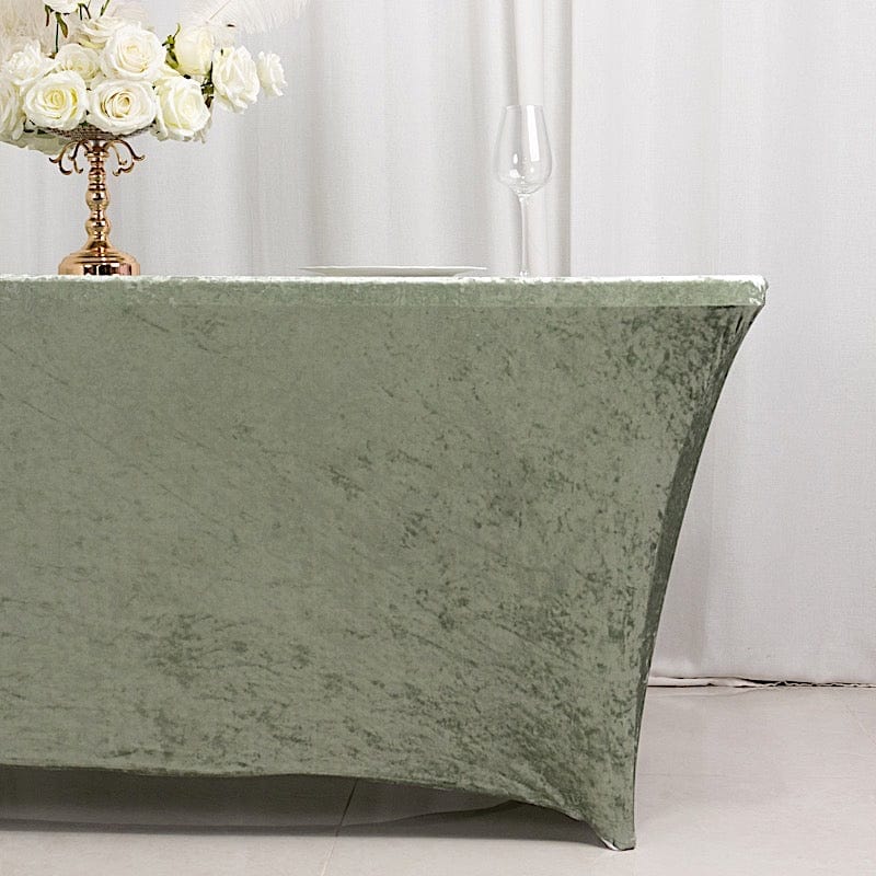 6 feet Crushed Velvet Rectangular Tablecloth Fitted Table Cover