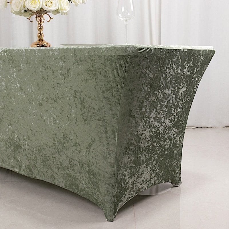 6 feet Crushed Velvet Rectangular Tablecloth Fitted Table Cover