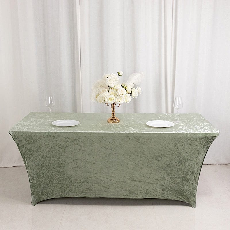 6 feet Crushed Velvet Rectangular Tablecloth Fitted Table Cover