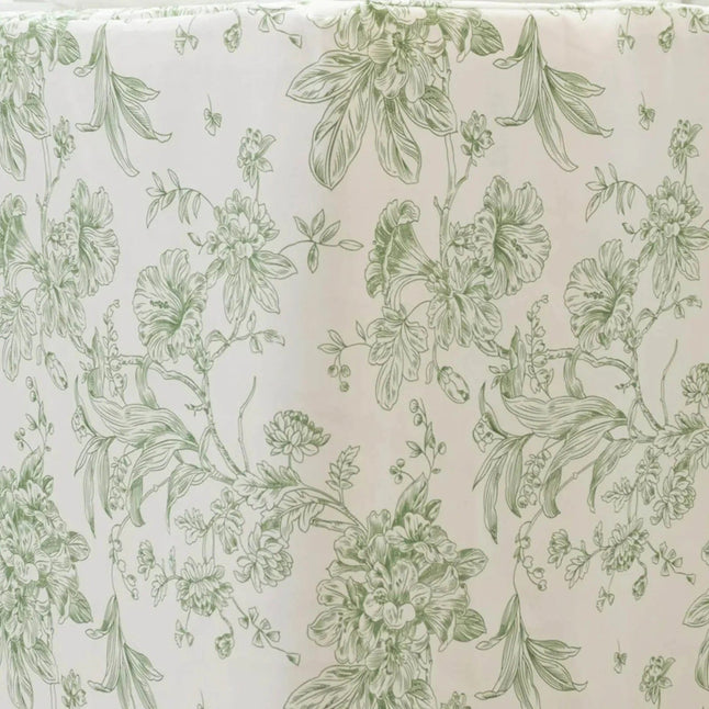 6 feet Fitted Polyester Rectangle Tablecloth with French Toile Floral Pattern