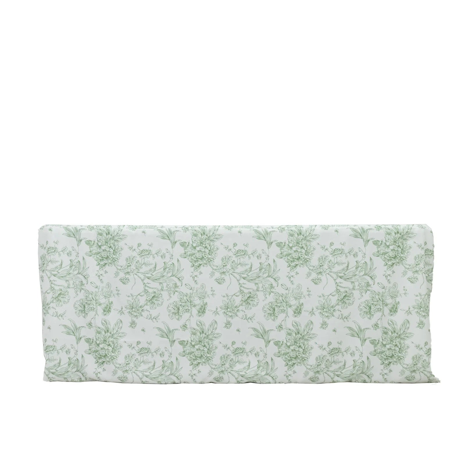 6 feet Fitted Polyester Rectangle Tablecloth with French Toile Floral Pattern