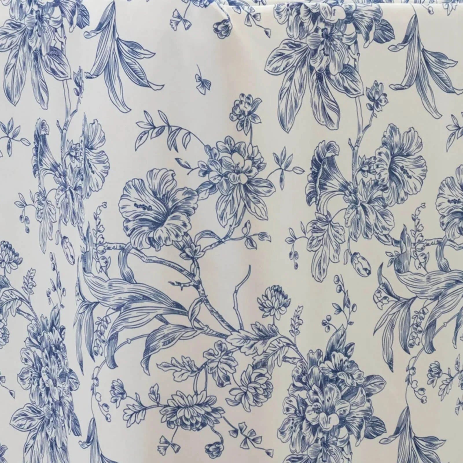 8 feet Fitted Polyester Rectangle Tablecloth with French Toile Floral Pattern