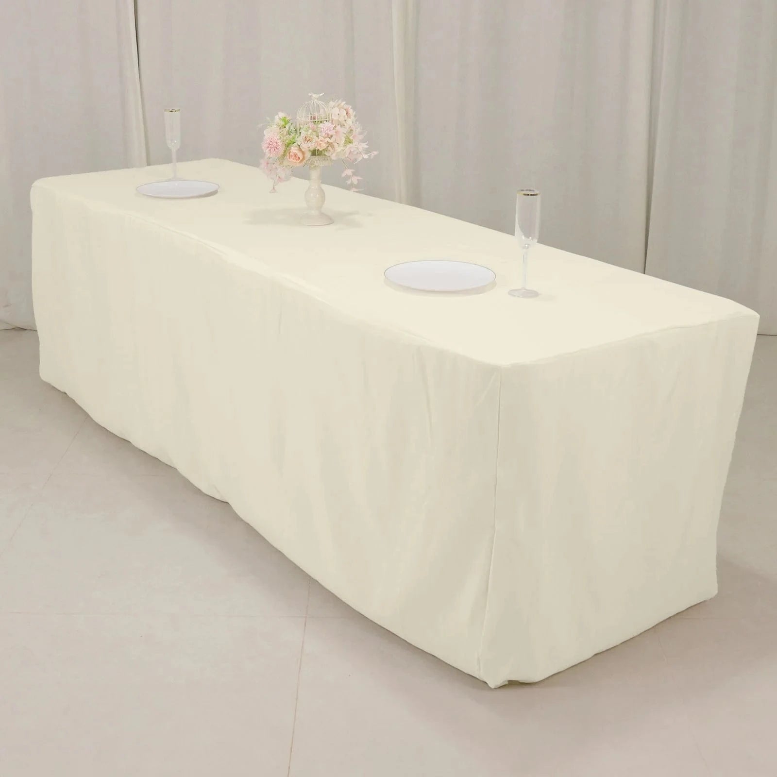8 feet Fitted Premium Polyester Rectangle Tablecloth