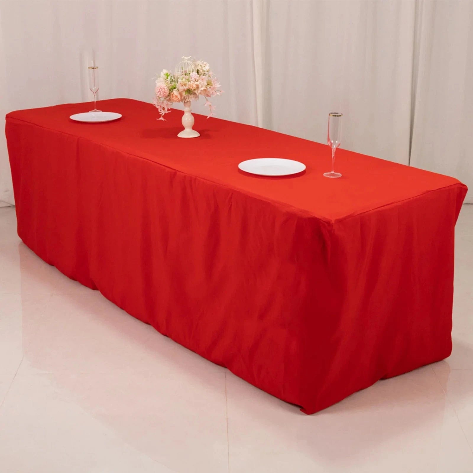 8 feet Fitted Premium Polyester Rectangle Tablecloth