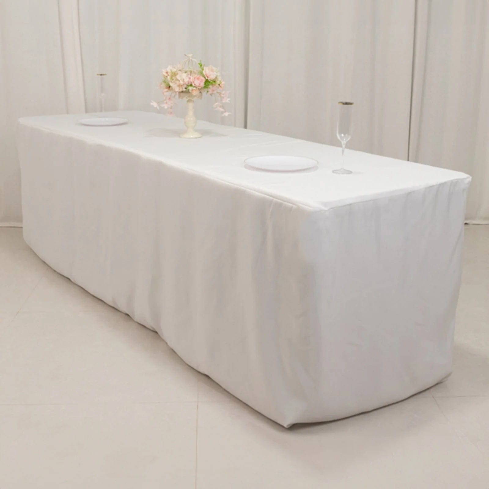 8 feet Fitted Premium Polyester Rectangle Tablecloth