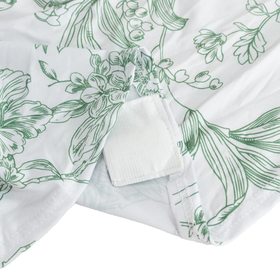 8 ft White Fitted Spandex Rectangular Tablecloth with French Toile Pattern