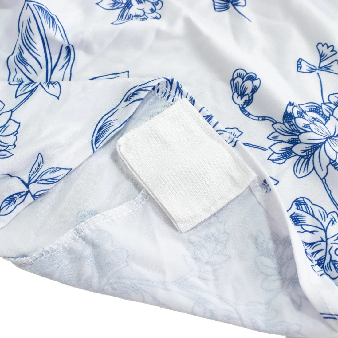 8 ft White Fitted Spandex Rectangular Tablecloth with French Toile Pattern