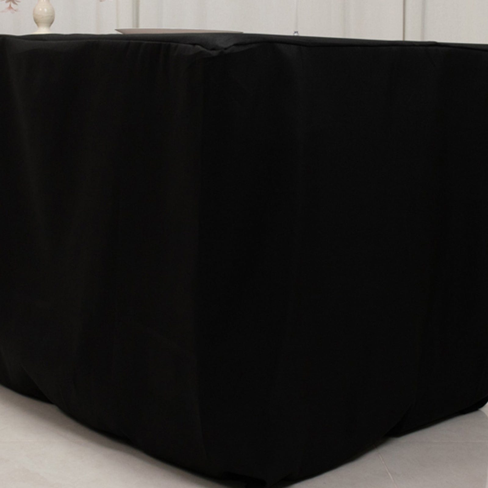 Black 24x30 in Fitted Polyester Rectangular Tablecloth