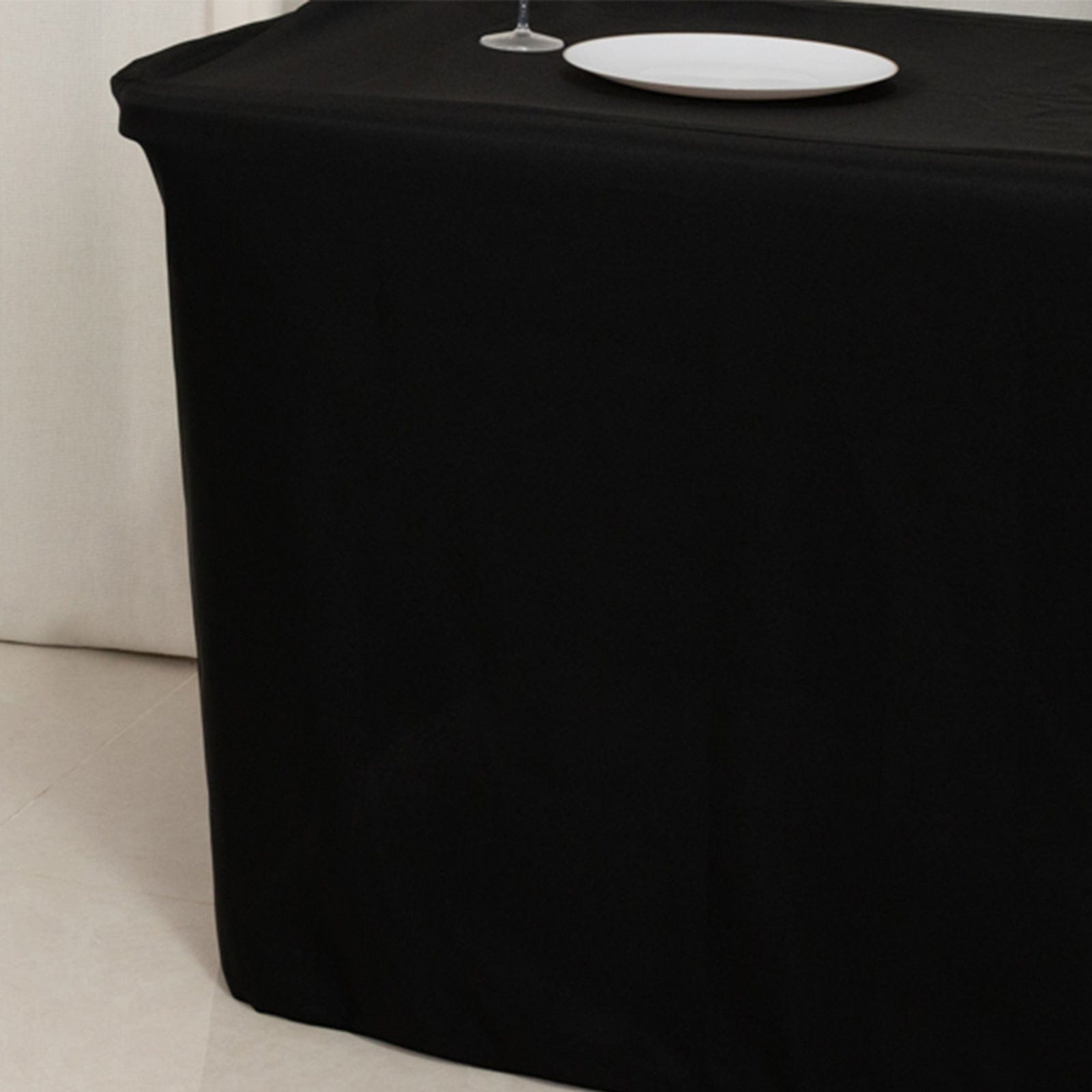 Black 24x30 in Fitted Polyester Rectangular Tablecloth