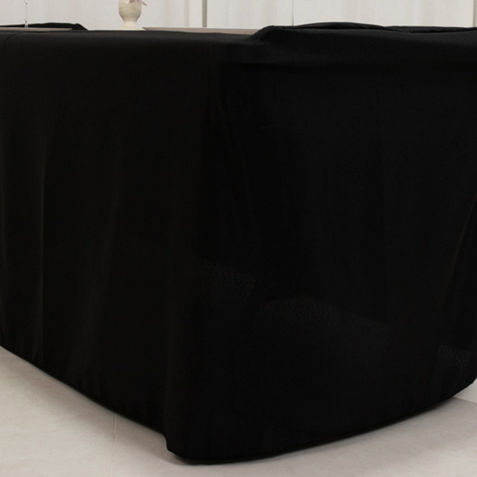 Black 24x30 in Fitted Polyester Rectangular Tablecloth